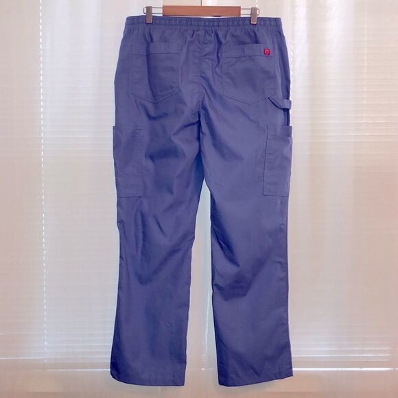 Red Panda L Men’s Ceil Blue Elastic Waist Drawstring 8+ Pocket Scrub Pants - Picture 2 of 14